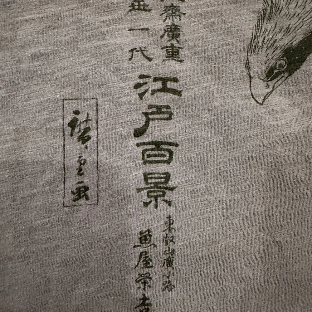Uniqlo UT Hiroshige Edo Graphic T-Shirt Gray Cotton Large 341-447949(22-01)
